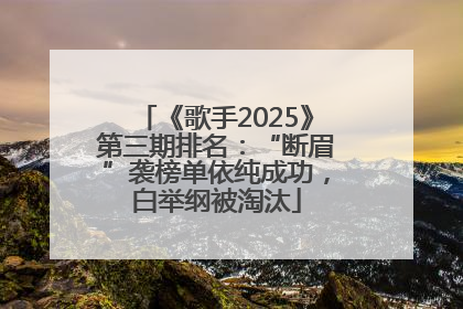 《歌手2025》第三期排名：“断眉”袭榜单依纯成功，白举纲被淘汰