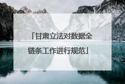 甘肃立法对数据全链条工作进行规范
