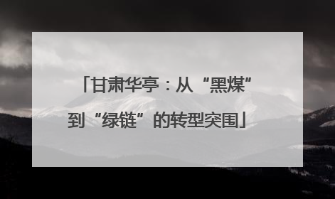 甘肃华亭：从“黑煤”到“绿链”的转型突围