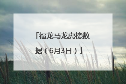 福龙马龙虎榜数据（6月3日）
