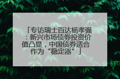 专访瑞士百达杨孝强：新兴市场债券投资价值凸显，中国债券适合作为“稳定器”