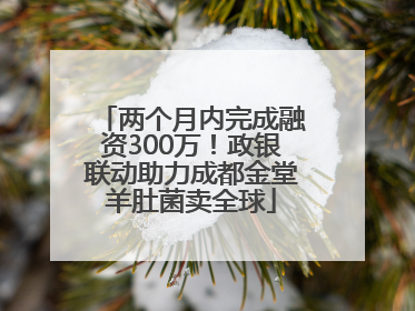 两个月内完成融资300万！政银联动助力成都金堂羊肚菌卖全球
