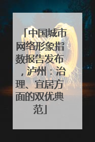 中国城市网络形象指数报告发布，泸州：治理、宜居方面的双优典范