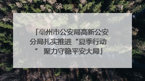 亳州市公安局高新公安分局扎实推进“夏季行动” 聚力守稳平安大局