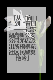 从“窗口”到“巷口”——记东湖高新公安分局茅店派出所梧桐苑社区民警樊艳玲