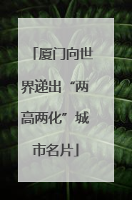 厦门向世界递出“两高两化”城市名片