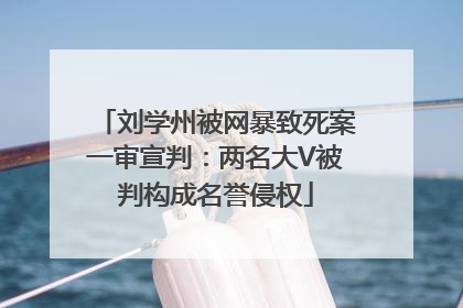 刘学州被网暴致死案一审宣判：两名大V被判构成名誉侵权