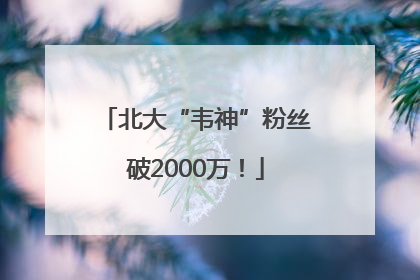 北大“韦神”粉丝破2000万！