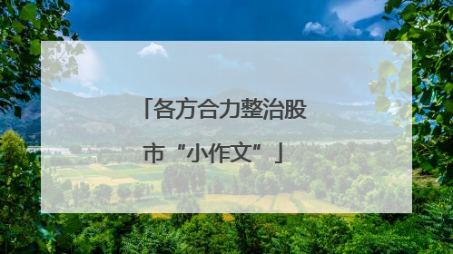 各方合力整治股市“小作文”