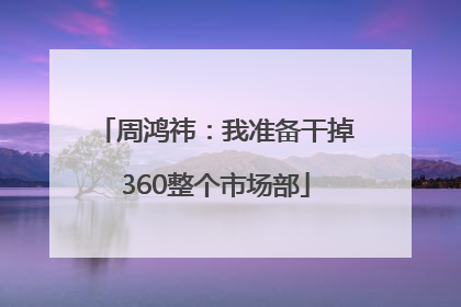 周鸿祎：我准备干掉360整个市场部