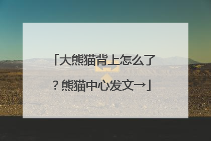 大熊猫背上怎么了？熊猫中心发文→