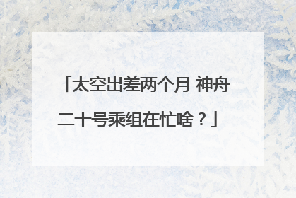 太空出差两个月 神舟二十号乘组在忙啥？