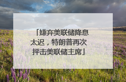 嫌弃美联储降息太迟，特朗普再次抨击美联储主席