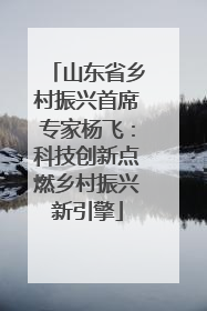 山东省乡村振兴首席专家杨飞：科技创新点燃乡村振兴新引擎