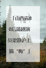 山西省80后蒲剧演员梁静沪上摘“梅”