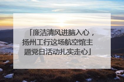 廉洁清风进脑入心，扬州工行这场航空馆主题党日活动扎实走心