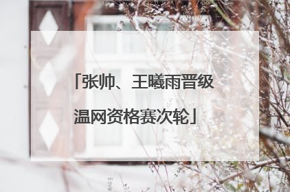 张帅、王曦雨晋级温网资格赛次轮