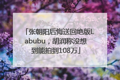 张朝阳后悔送回绝版Labubu，胡润称没想到能拍到108万
