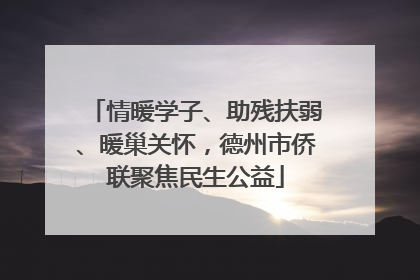 情暖学子、助残扶弱、暖巢关怀，德州市侨联聚焦民生公益