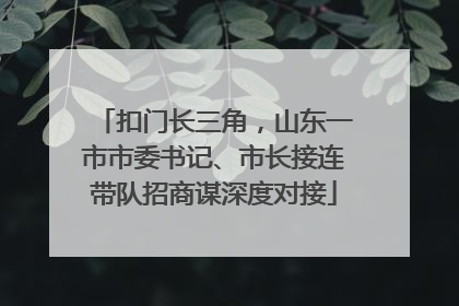 扣门长三角，山东一市市委书记、市长接连带队招商谋深度对接
