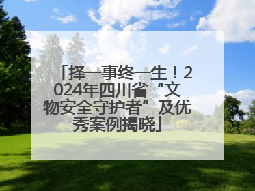 择一事终一生！2024年四川省“文物安全守护者”及优秀案例揭晓