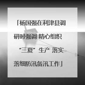 杨国强在利津县调研时强调 精心组织“三夏”生产 落实落细防汛备汛工作