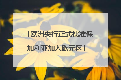 欧洲央行正式批准保加利亚加入欧元区