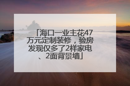 海口一业主花47万元定制装修，验房发现仅多了2样家电、2面背景墙