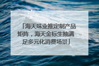 海天味业推定制产品矩阵，海天金标生抽满足多元化消费场景