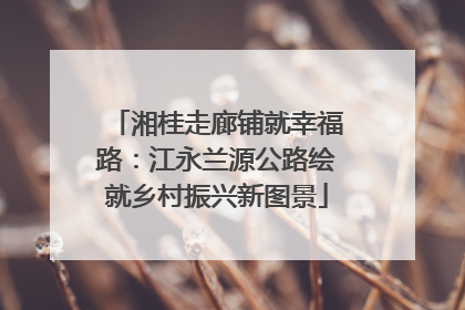 湘桂走廊铺就幸福路：江永兰源公路绘就乡村振兴新图景