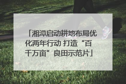 湘潭启动耕地布局优化两年行动 打造“百千万亩”良田示范片
