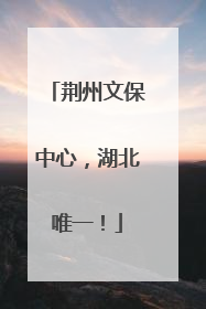 荆州文保中心，湖北唯一！