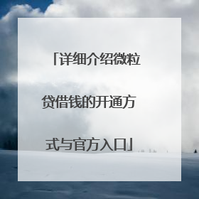 详细介绍微粒贷借钱的开通方式与官方入口