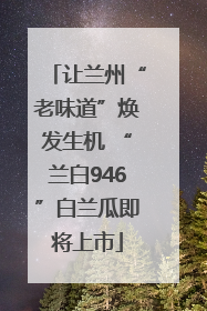 让兰州“老味道”焕发生机 “兰白946”白兰瓜即将上市