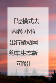 轻模式去内卷 小拉出行撬动网约车生态新可能