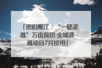 资阳雁江：“一键灌溉”万亩良田 全域灌溉项目7月投用