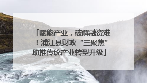 赋能产业，破解融资难！浦江县财政“三聚焦”助推传统产业转型升级