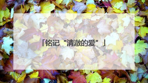 铭记“清澈的爱”