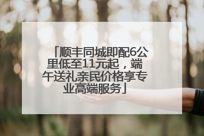 顺丰同城即配6公里低至11元起，端午送礼亲民价格享专业高端服务