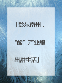 黔东南州：“酸”产业酿出甜生活