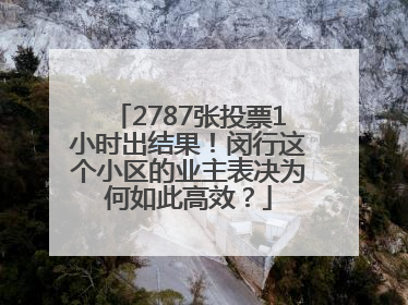 2787张投票1小时出结果！闵行这个小区的业主表决为何如此高效？